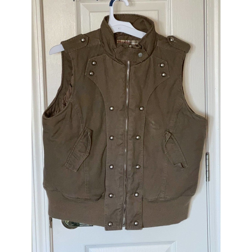 Twenty Twenty Women’s Full Zip With Pockets Large Brown Vest‎ Jacket 20” Pit2Pit